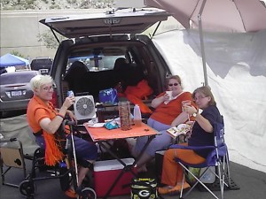 Mom, Cody and Jess tailgating