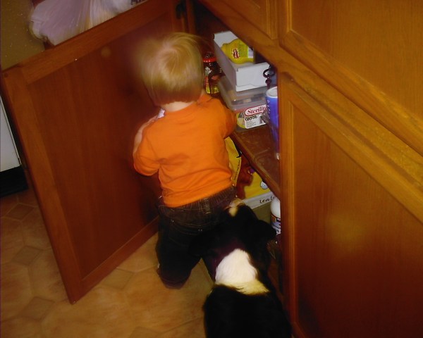 Lindy helps Joe explore the cabinets
